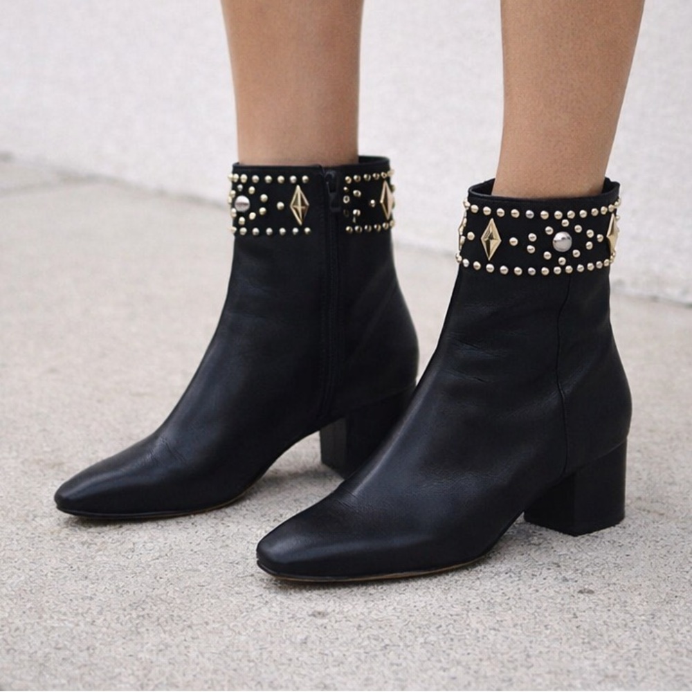 Sandro Azelie Studded Leather Boots